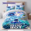 Name Custom Astro Bot Pattern Bedding Set Quilt Cover Pillowcase Home Decor Gift (1 * Duvet Cover + 2 * Pillowcase, Without Core)