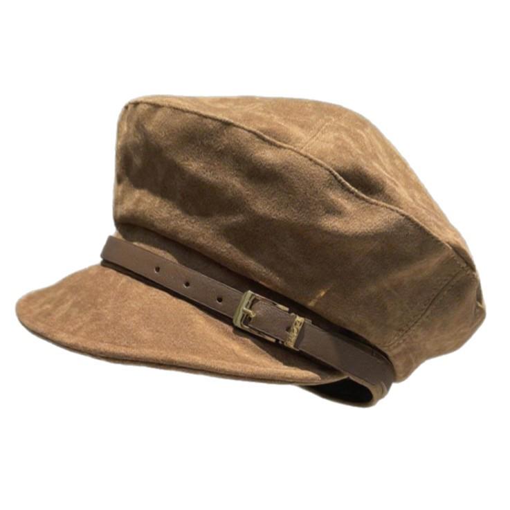 Korean Style Retro Suede Beret with Wide Brim for Autumn and Winter