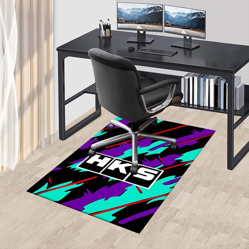 1pc HKS Home Office, Durable Polyester Floor Mat with Easy, Office Decor, Urban Style, Nonslip Backing