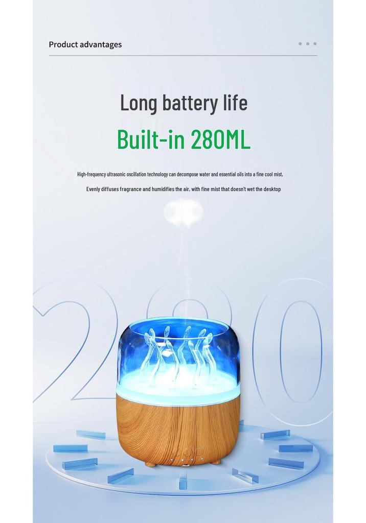 Wood Grain Jellyfish Ultrasonic Aroma Diffuser and Night Light