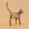 Retro Cat Brass Ornament Creative Long Tailed Cat Desktop Tea Pet Micro Carved Crafts Home Decoration Countryside Cat Ornament