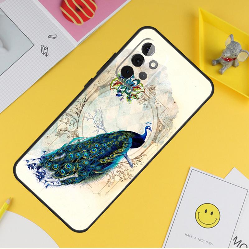 Vogel Pfauenfeder Hülle Für Samsung Galaxy A15 A17 A54 A34 A14 A13 A23 A33 A53 A52 A32 A12 A56 A36 A16 A35 A55