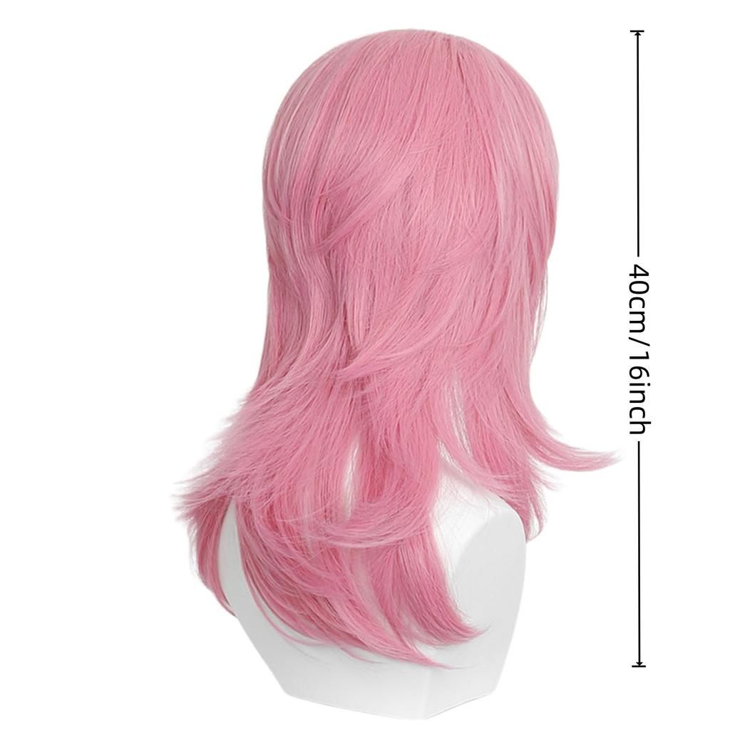 Light pink mid-part anti-warped hair chemical fiber synthetic wig | animated KPop Demon Hunters character romantic role-playing