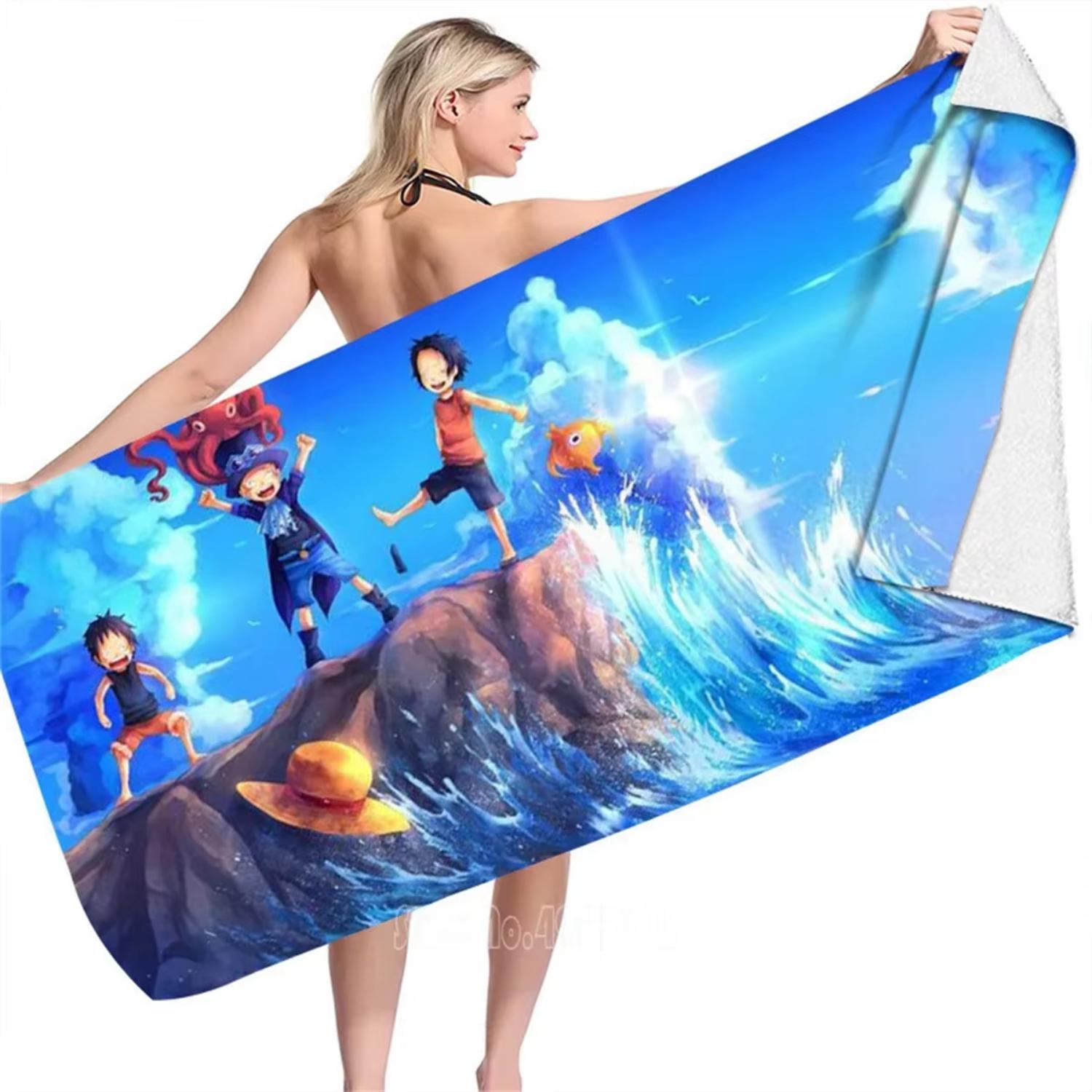 

Anime Straw Hat Pirate Beach Towel Soft Quick Dry Breathable Lightweight Comfortable Towel Travel Pool Camping Essentials W40*H60(CM)