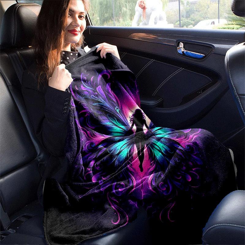1pc Butterfly Printing Lightweight Flannel Blanket, Comfortable and Warm Blanket, for Camping Sofa Bed and Couch Office, Suitable for Gift Bl