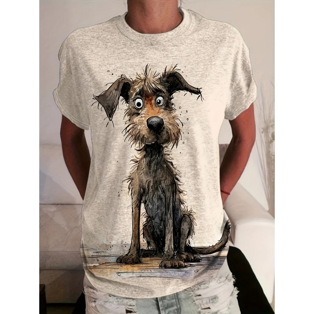 

Women s 3D Print T-Shirt - Comfy Short Sleeve Crew Neck, Medium Stretch Casual Top for Spring Breathable Tee, Printed Shirt, Trendy Wear XL