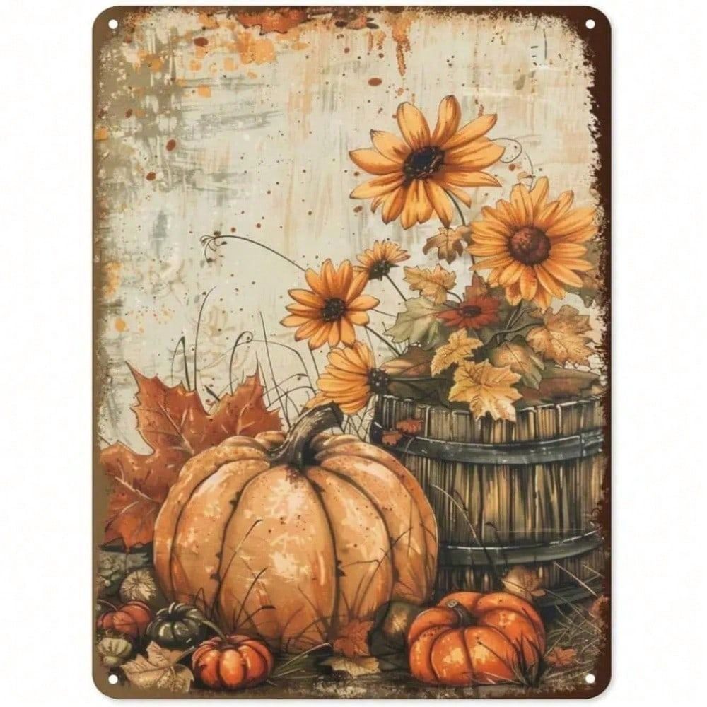 

Vintage Barn Autumn Harvest Metal Wall Poster for Kitchen