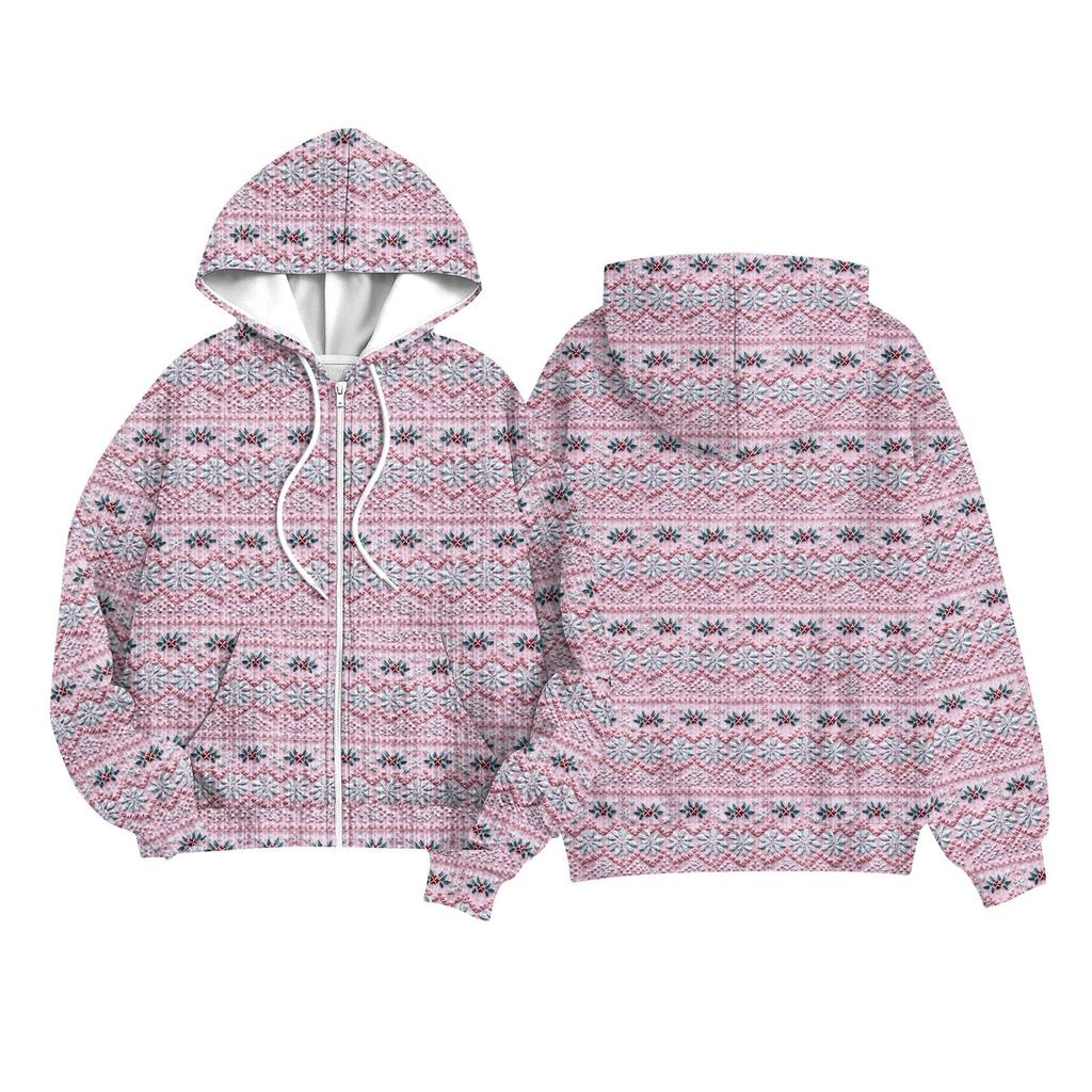 Children Girls And Boys Fashion Jacket Casual Printed Long-sleeved Hooded Cardigan Sweatshirts