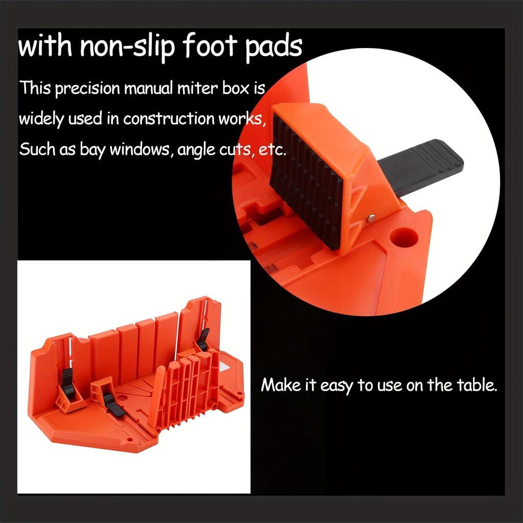 14in Plastic Miter Box And 12in Hand Saw Set, Reinforced Steel Back Saw For Accurate Cutting, Preset 90 Degree 45 Degree 22.5 Degree And 0 Degree Cuts