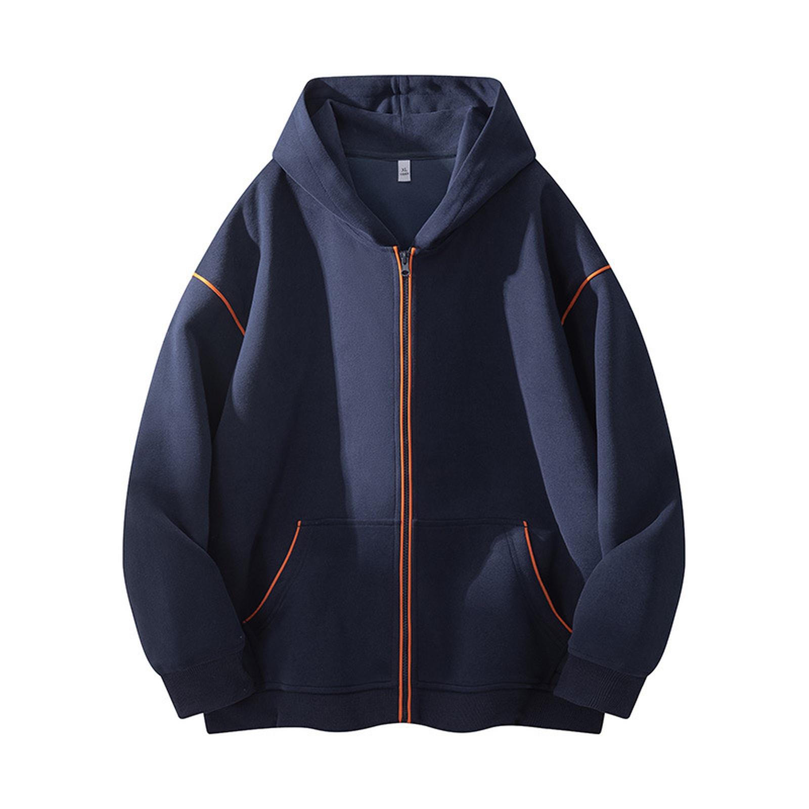 

Новая толстовка Languid Sense Толстовка Все виды сочетаний Кардиган на молнии Свободное повседневное пальто Тренд Длинный рукав Базовая футболка L тёмно-синий