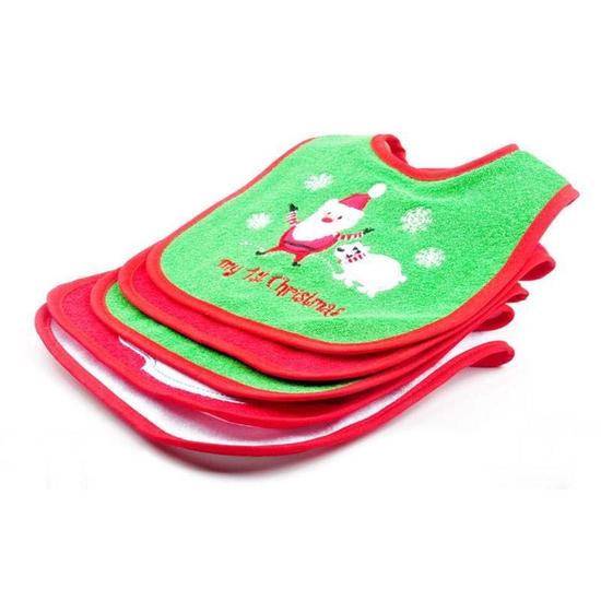 1 Stück Baby Weihnachts Lätzchen Xmas Abendessen Lätzchen Cartoon Weihnachtsmann Bestickt Speicheltuch