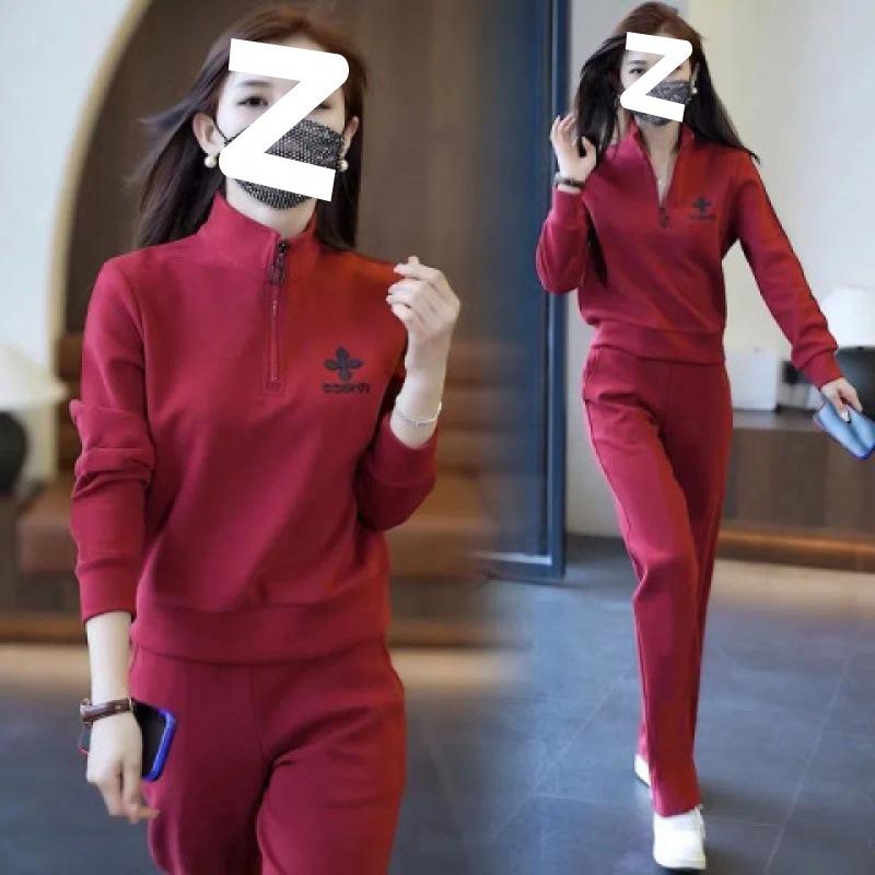 Casual Sportswear Straight-leg Pants Suit for Women, Autumn Sweatshirt Two-piece Set, Fashionable, Age-reducing, Loose and Slimming
