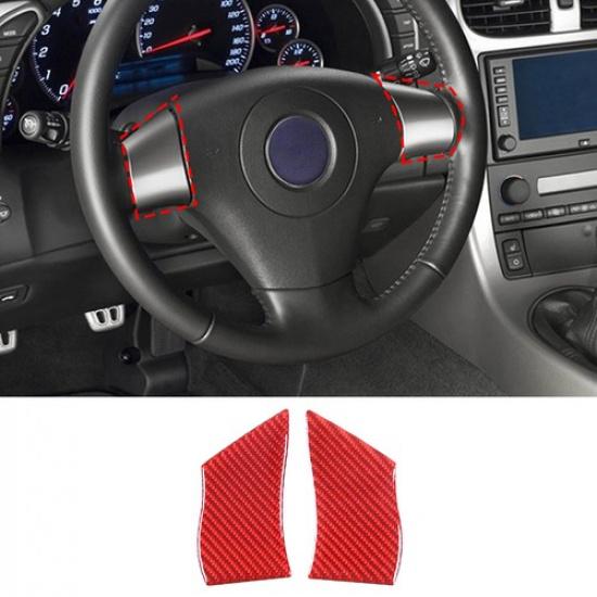 Red Soft Carbon Fiber Steering Wheel Button Cover Trim For Corvette C6 05-13