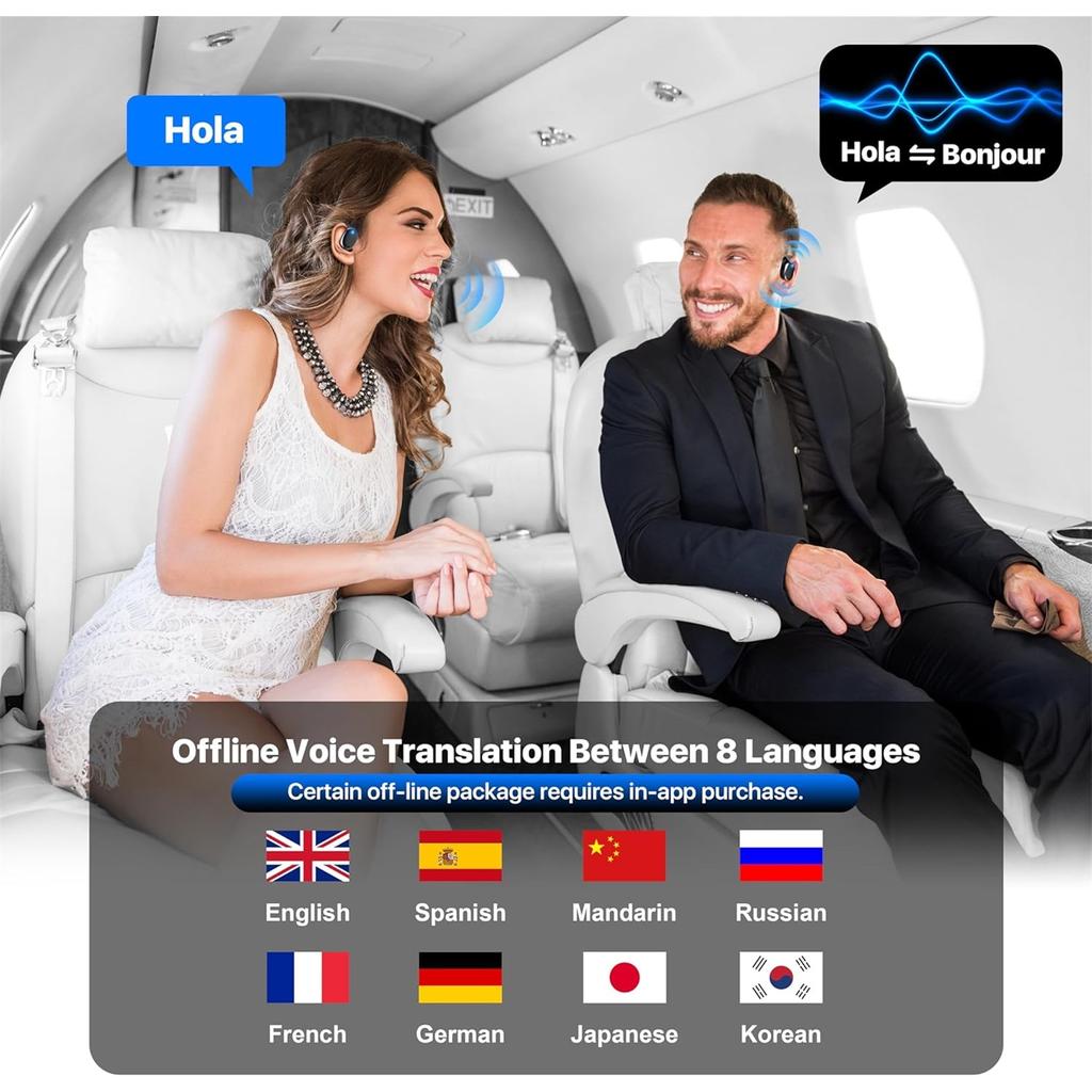 AI Translation Earbuds Wrieless Translate Earphones 144 Languages & Accents Audifonos Traductores Inglés Español Translation Device For Android iOS