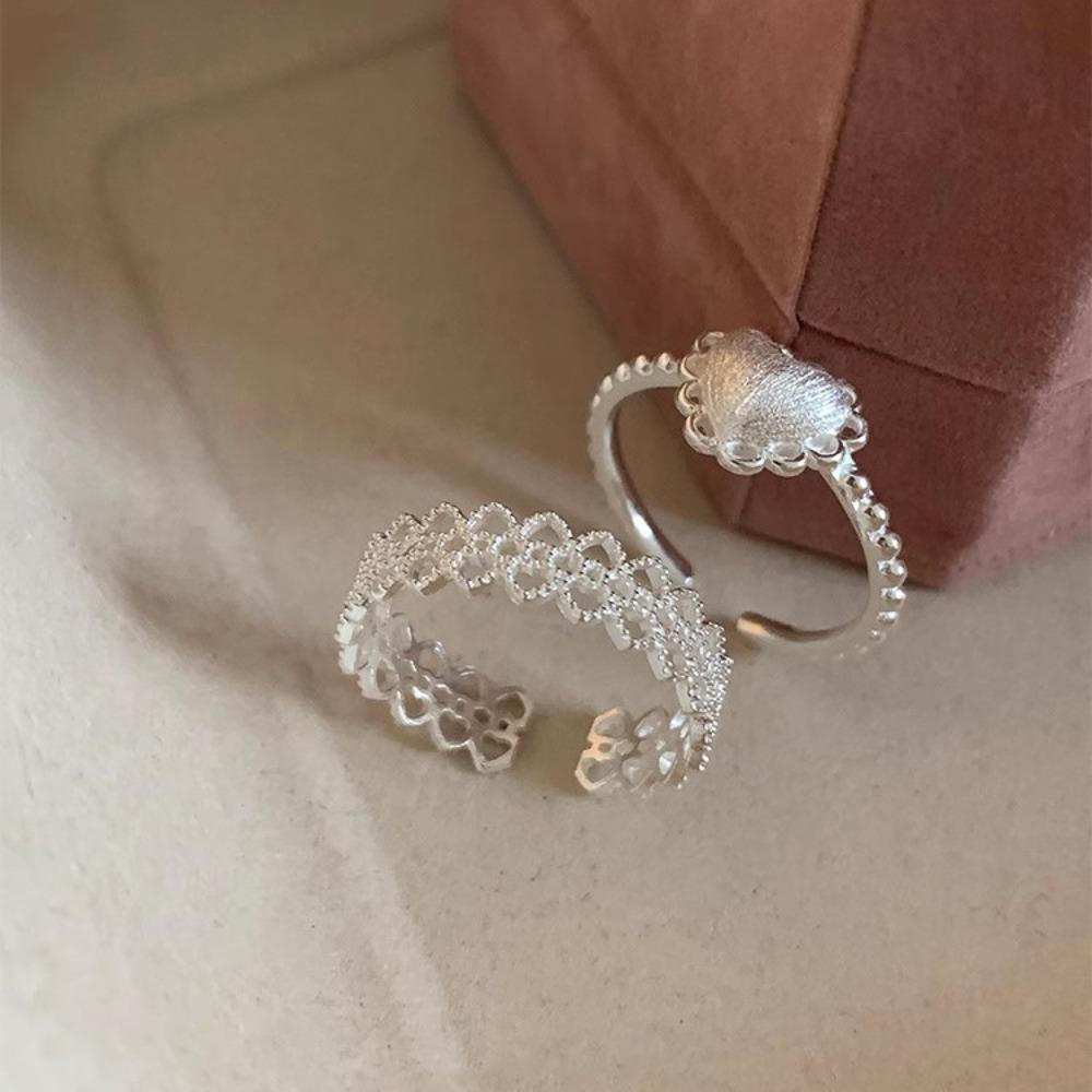 Love Ring Women's Light Luxury Niche Style Sweet Delicate Lace Open Ring