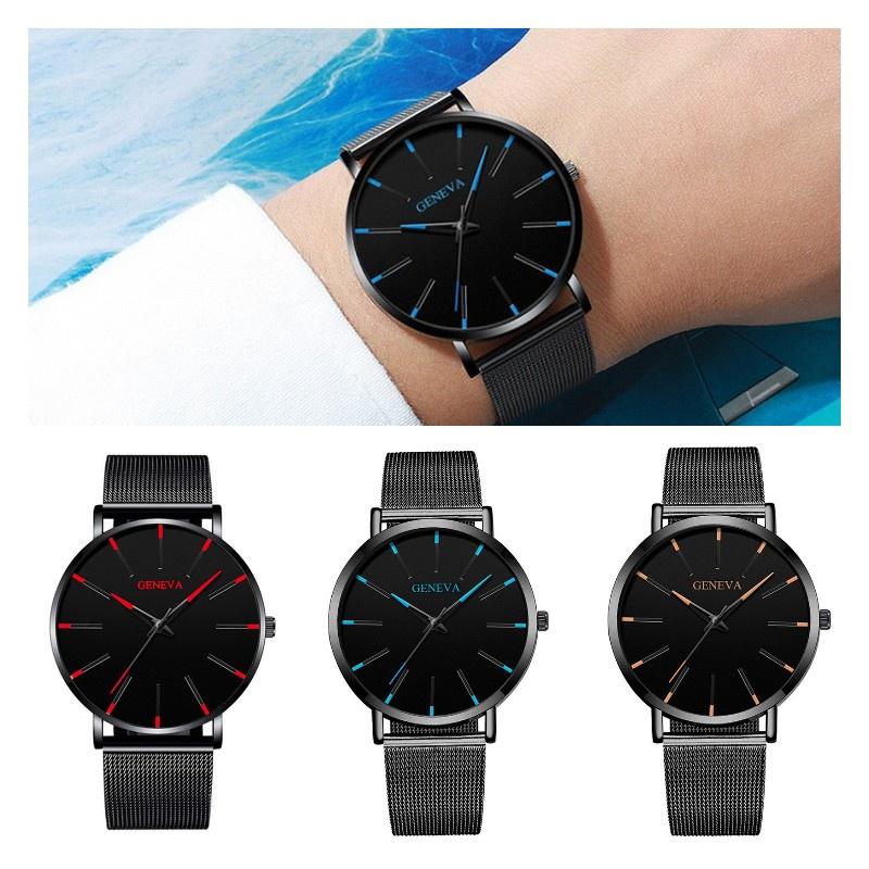 Wrist Quartz Analog Watch Men Stainless Steel Buckle Casual Pendant Accessories