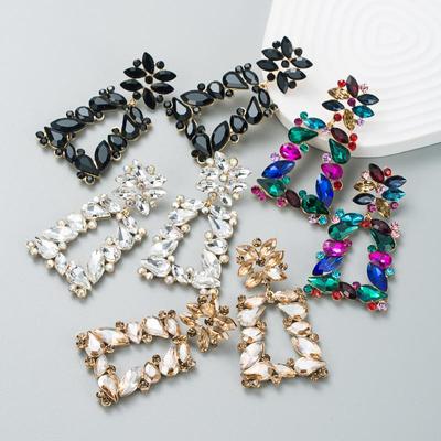 Women's Simple Shiny Alloy Crystal Geometric Hollow Earrings Advanced Sense Small Drop Earrings