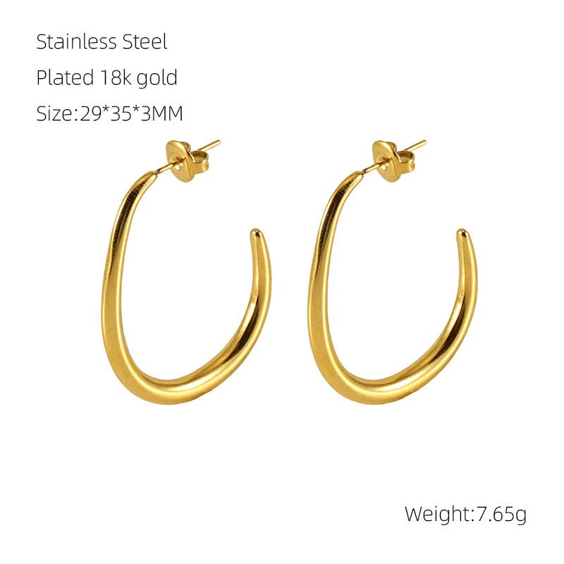 

Новые ретро серьги из нержавеющей стали, женская мода, титановая сталь, 18-каратное золото, серьги высокого класса, темпераментные серьги золотой