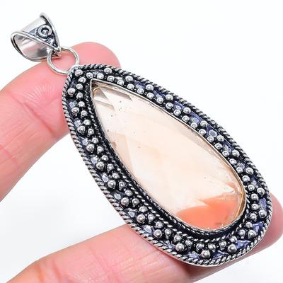 Natural Morganite Gemstone Handmade 925 Sterling Silver Pendant 3.15" F2u96