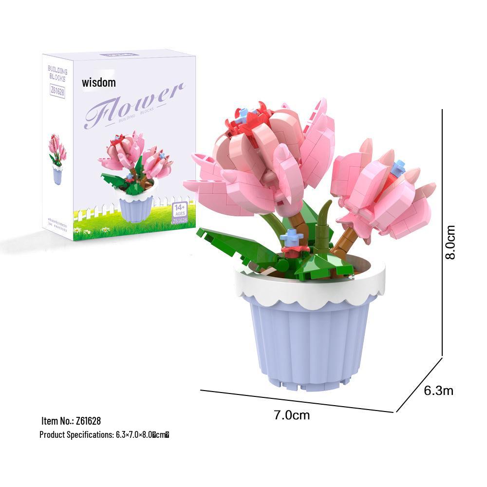 Preserved Succulent & Fresh Flower Educational Building Block Ornament - Perfect Small Gift for Boys and Girls' Birthdays