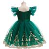 Mesh Puff Skirt Christmas Princess Dress Lace Collar Christmas Dance Dress  Birthday Gala