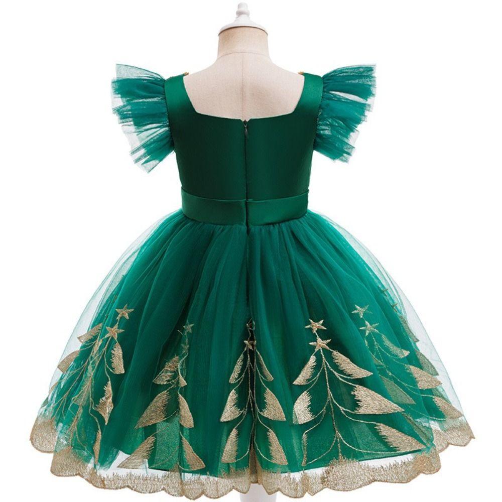 Mesh Puff Skirt Christmas Princess Dress Lace Collar Christmas Dance Dress Birthday Gala