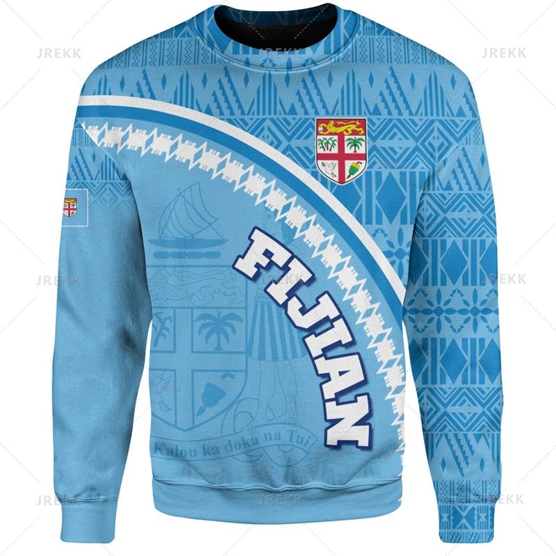 Autumn 3D FIJI National Flag Printed Hoodies Fashionable Casual Sports Long Sleeved Men's Hoodies