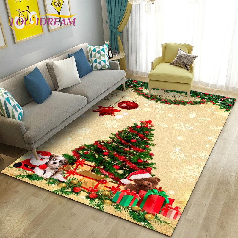

Коврик с Рождеством Санта-Клауса, ковер для гостиной, спальни, дивана, коврик для двери, детский нескользящий напольный коврик в подарок 230x160cm