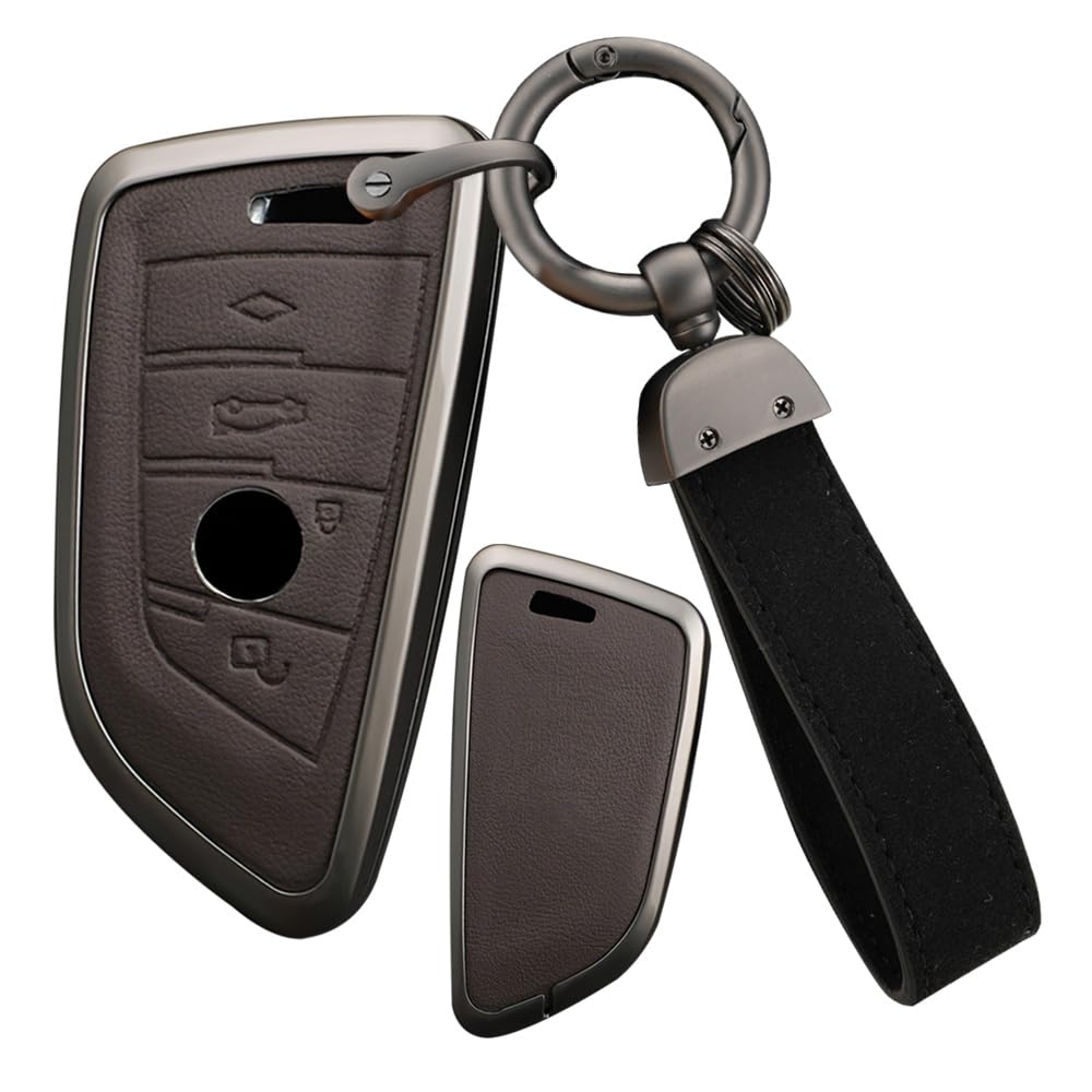 BMW Exclusive Smart Key Case Keychain Alloy + Leather Key Cover for 1 2