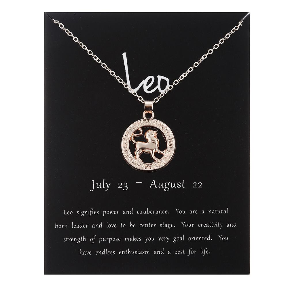 24 Tipuri de Bijuterii Aur Roz Zodiacul Cele Douăsprezece Pandantiv Colier Circular Tridimensional