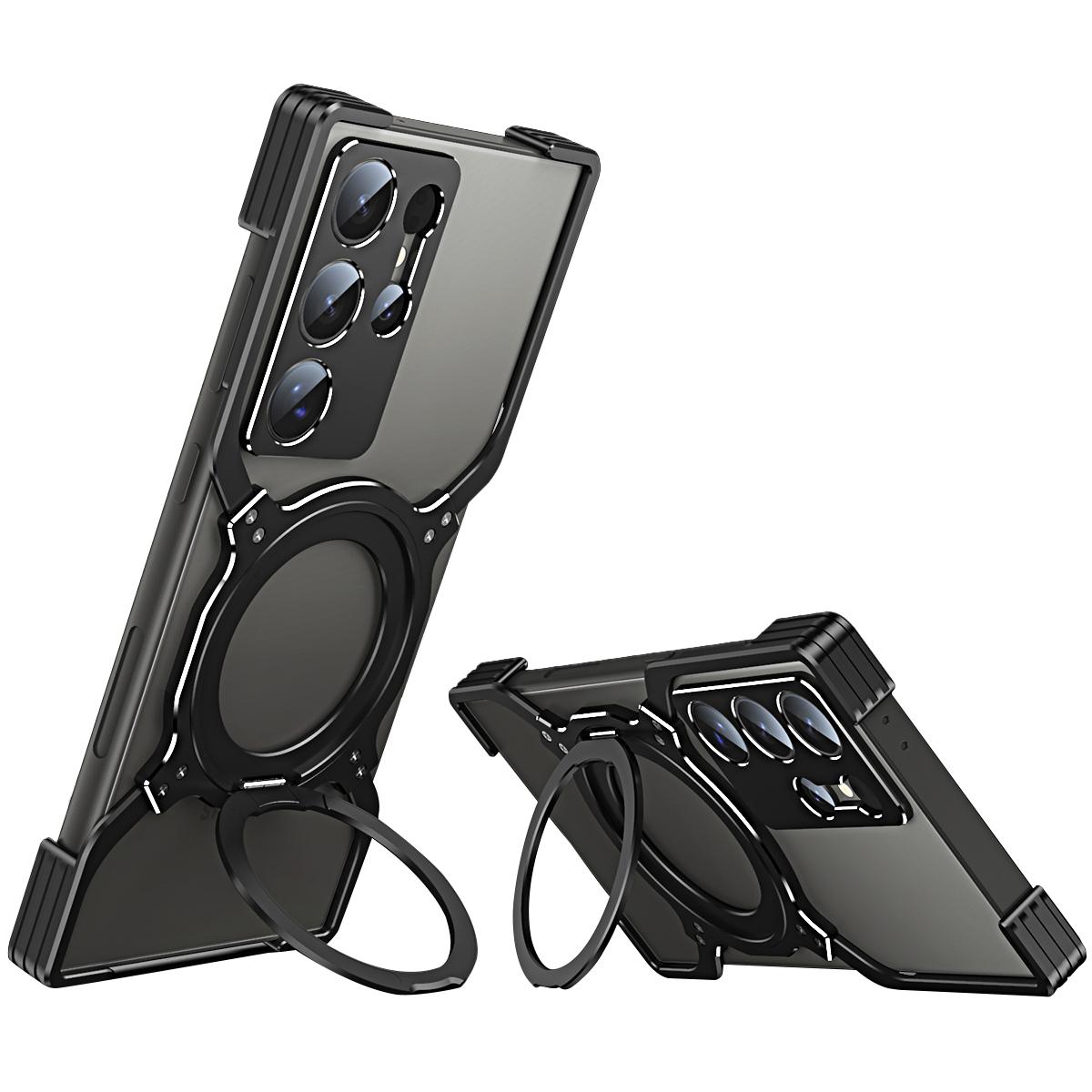 

For Samsung Galaxy S23 Ultra Kickstand Case Metal Bumper Magnetic Phone Cover D