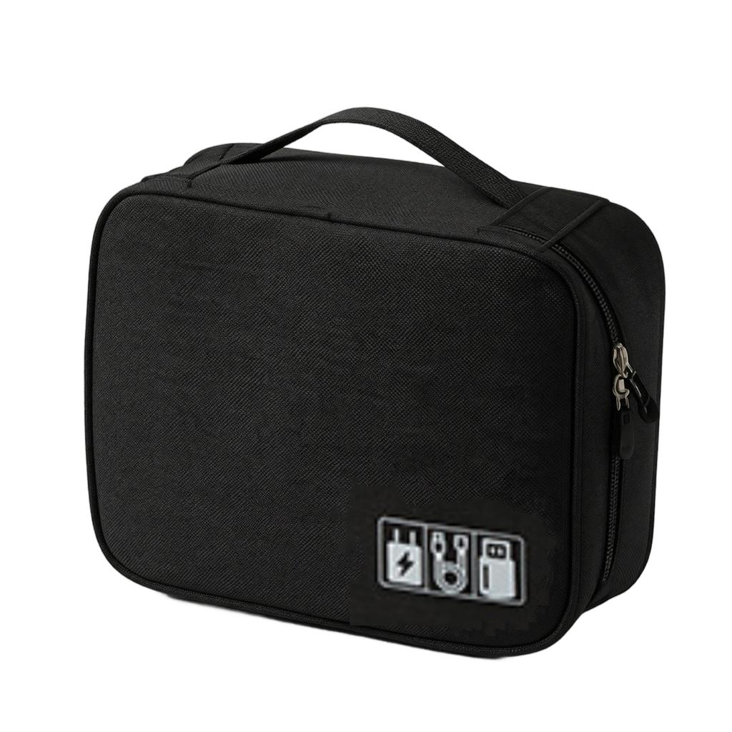 Portable Cationic Fabric Travel Organizer Bag with Handle Multi-Compartment Storage Case for Electronics Accessories and Small Items