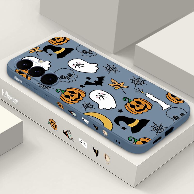 Lanyard Phone Case For Samsung Galaxy A56 A17 A26 A16 A36 A55 A54 A53 A15 S24 S25 FE S25 S22 S23 Ultra Plus Pumpkin Patterned Cover