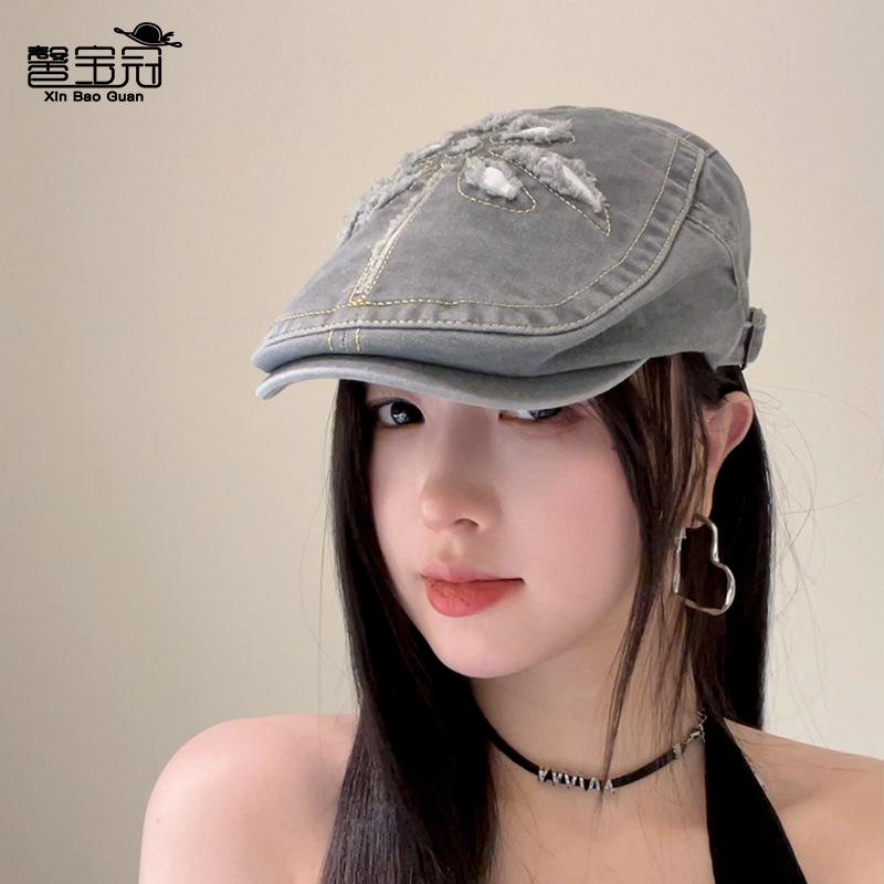 Spring and summer literary painter beret British retro cowboy forward hat fashion hole show face little peaked hat children