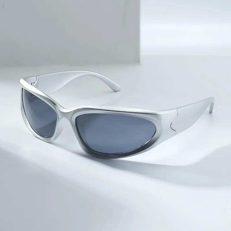 Y2K Style Irregular Frame Surround Silvery Glasses Perfect for Concerts Parties And Gifts.