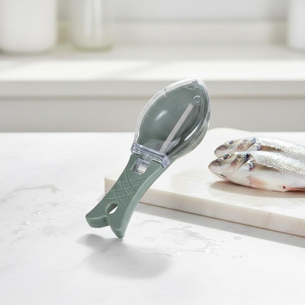 

Fish Cleaning Tool Kitchen Gadget Scale Planer Scraper Brush Cutter Removal Tool for Seafood Fish Skin Cleaning зелёный