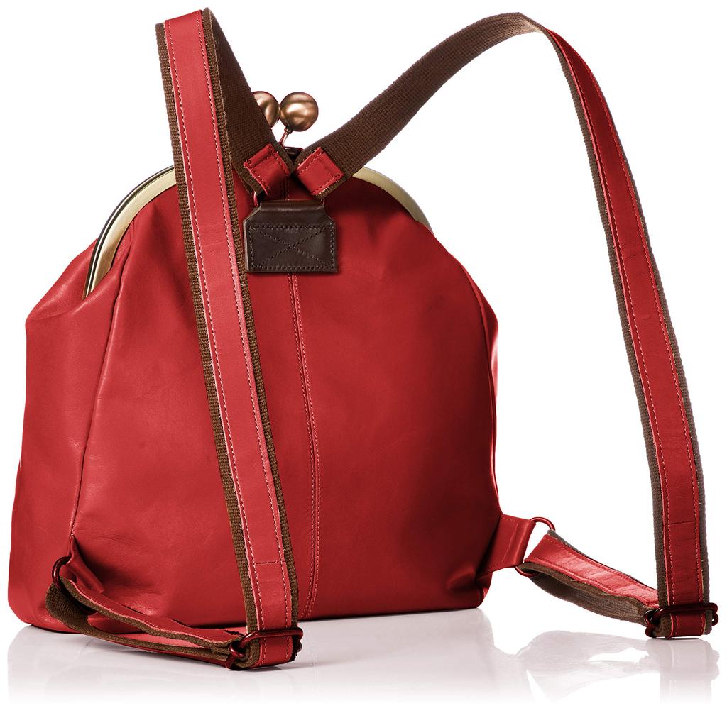 Laissez-Faire Genuine Leather Q's Backpack with Clasp Closure, Made In Japan, Women's, Red