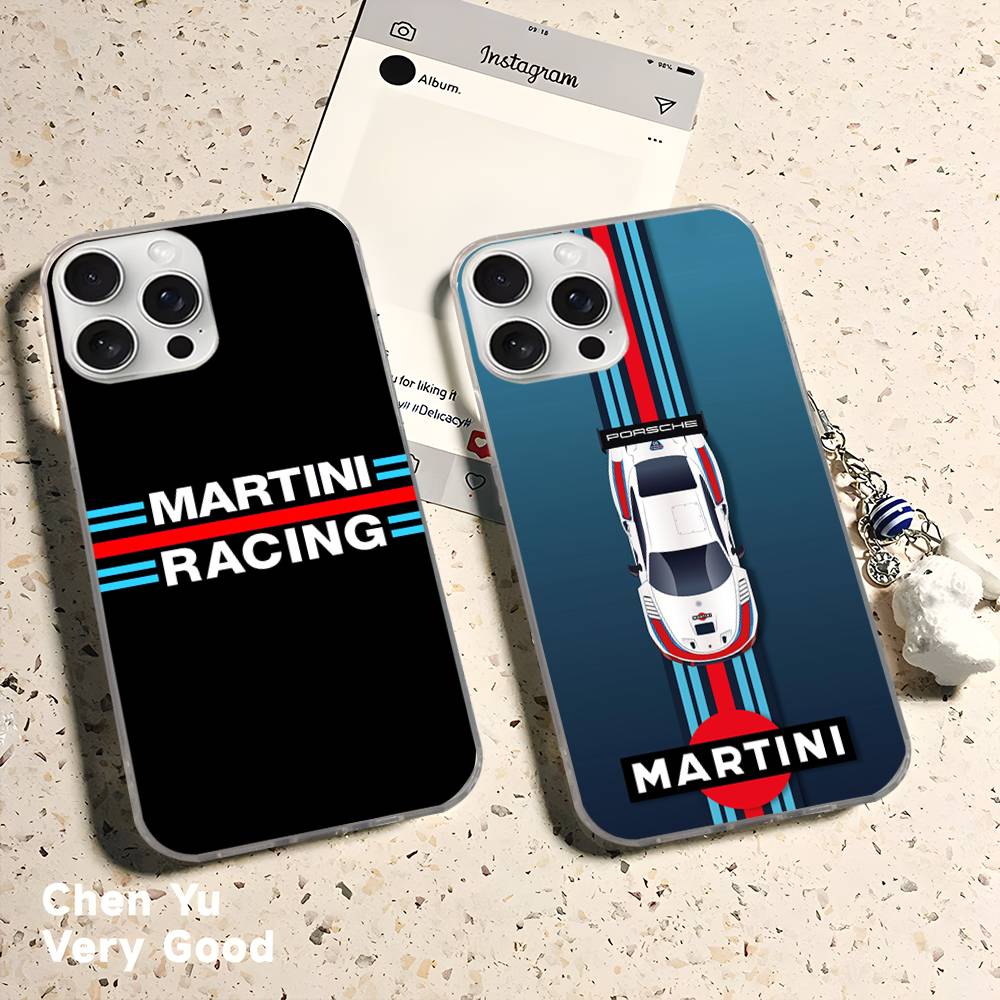 M-Martini Racing Horizontale Streifen Handyhülle Für IPhone 17 16 15 14 13 12 11 Plus Pro Max Satin Bunt Glänzende Hülle
