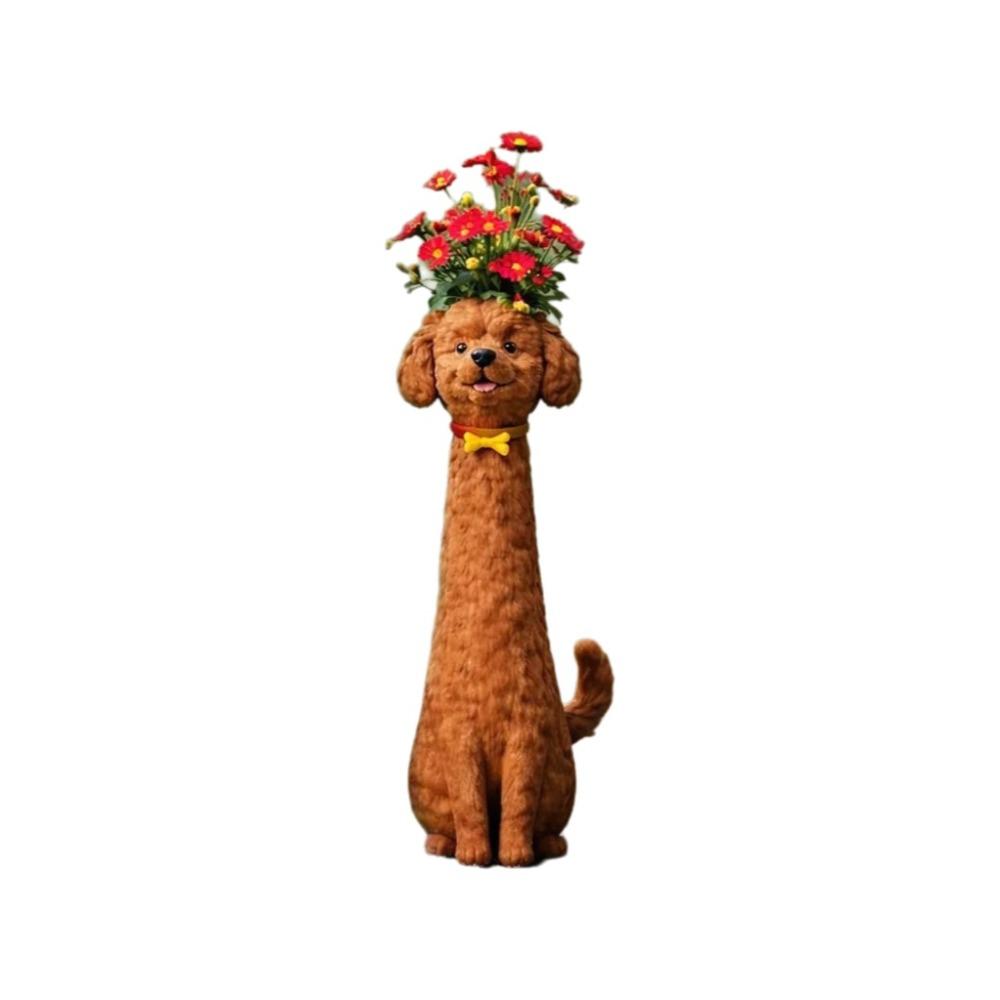 

Handmade Dog Flower Vase Resin Dog Shaped Vase Modern Animal Planter Home Decor Poodle