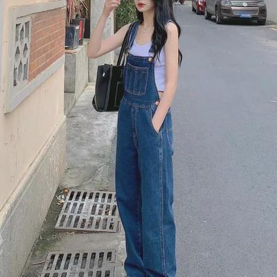 "2025 Kadın Retro Slim Düz Paça Denim Tulum - İlkbahar ve Sonbahar için Çok Yönlü"