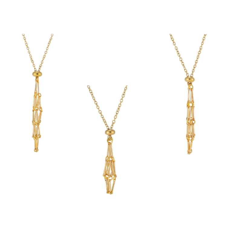 Adjustable Chain Mesh Pendant Necklace Empty Cage Crystal Stone Holder Necklace