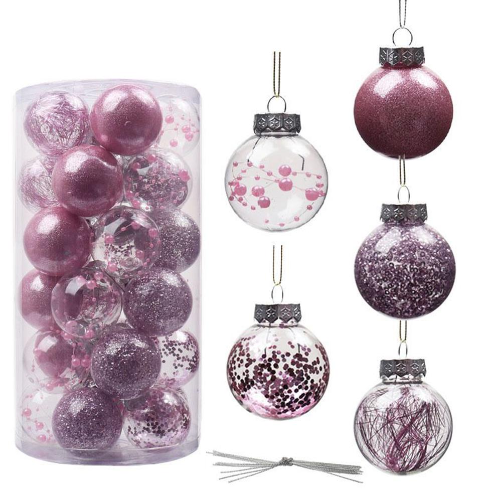 Festive Xmas Tree Hanging Ornaments Glitter Christmas Balls Baubles