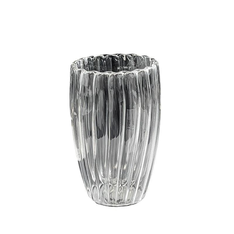 Borosilicate Glass Office Vertical Pattern Double-Layer Cup Thermal Insulation Milk Coffee Glass Household Double-Layer Vertical Pattern Water Cup