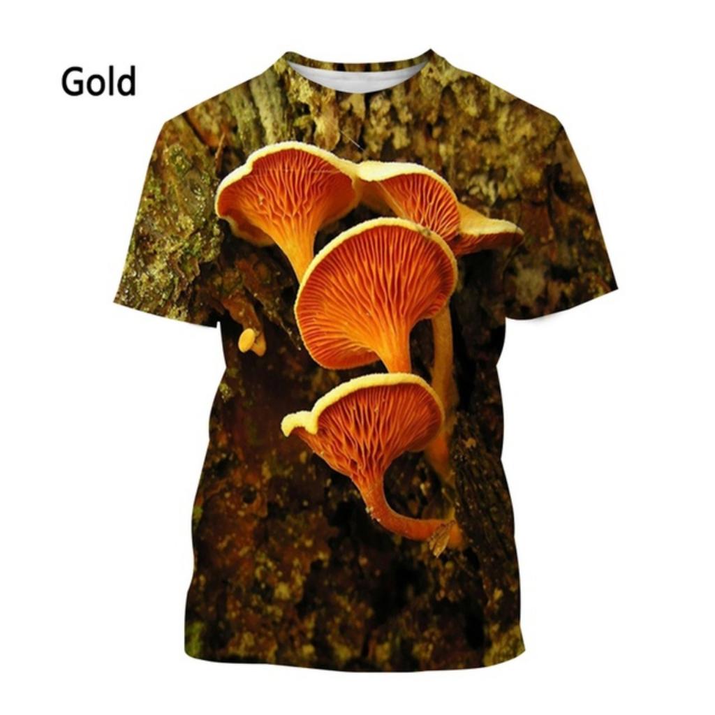 Large Harajuku-style New Mushroom 3D Printed Men's Casual Short-sleeve T-shirt, Trendy, Stylish, and Comfortable Top