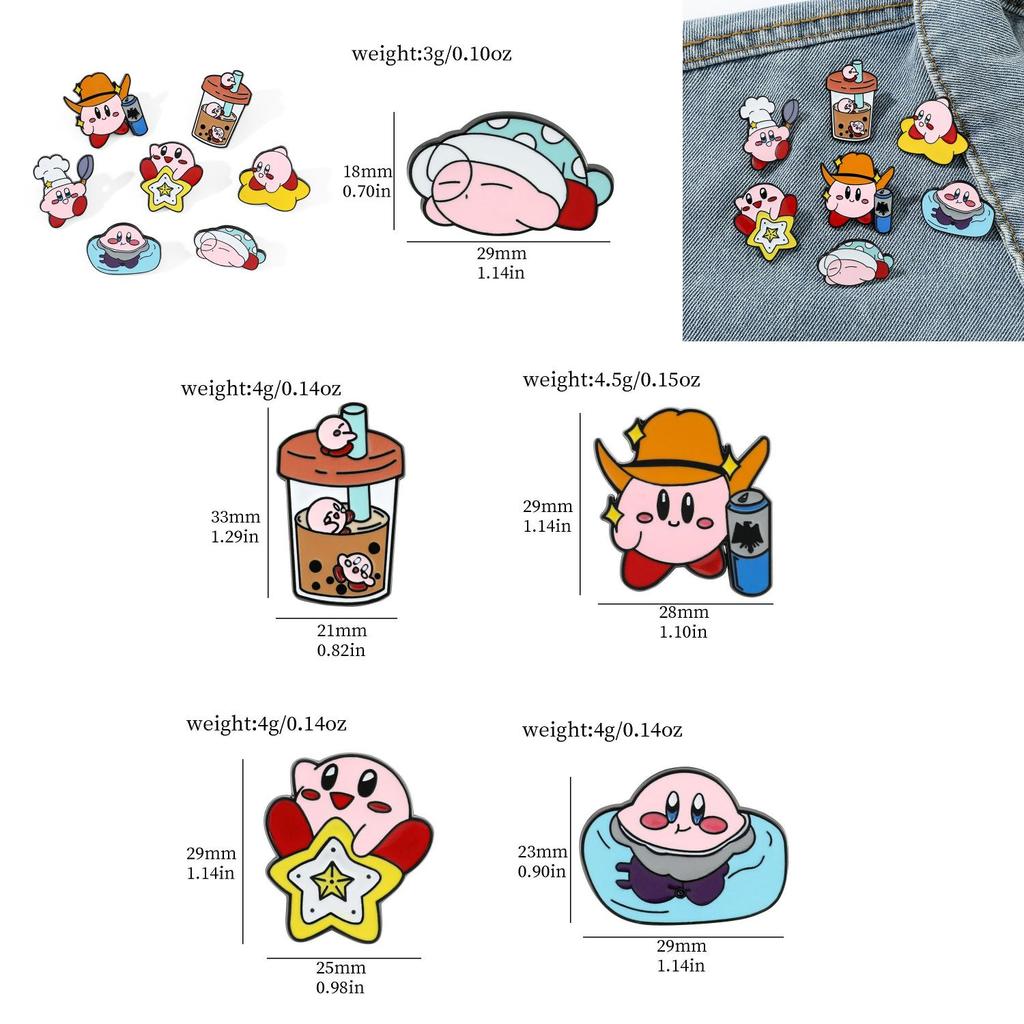 Cute Cartoon Kirby Brooch Creative Alloy Milk Tea Cup Cowboy Kirby Bag Accessory Pin
