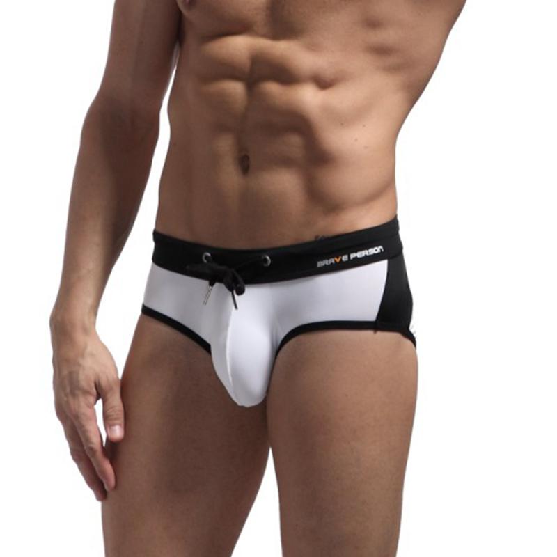 Men's Contrast Color Swim Trunks Slim Fit Comfort Quick Dry Swimwear Briefs Drawstring Beach Pool Swimming Trunks
