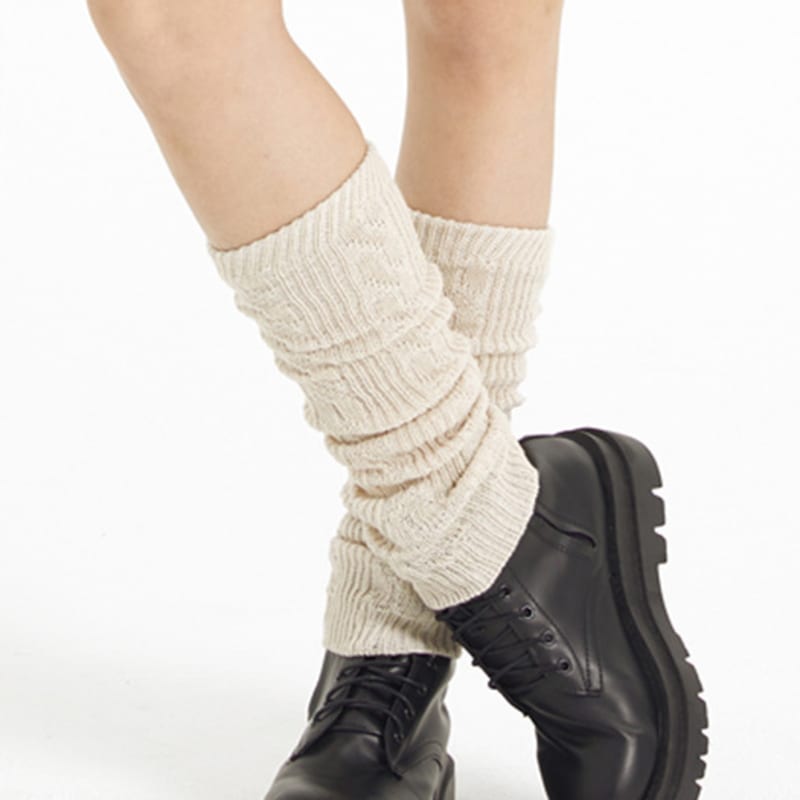 CITYPOPZ [CP] Knit leg warmer winter socks [IVORY] daily socks ver.