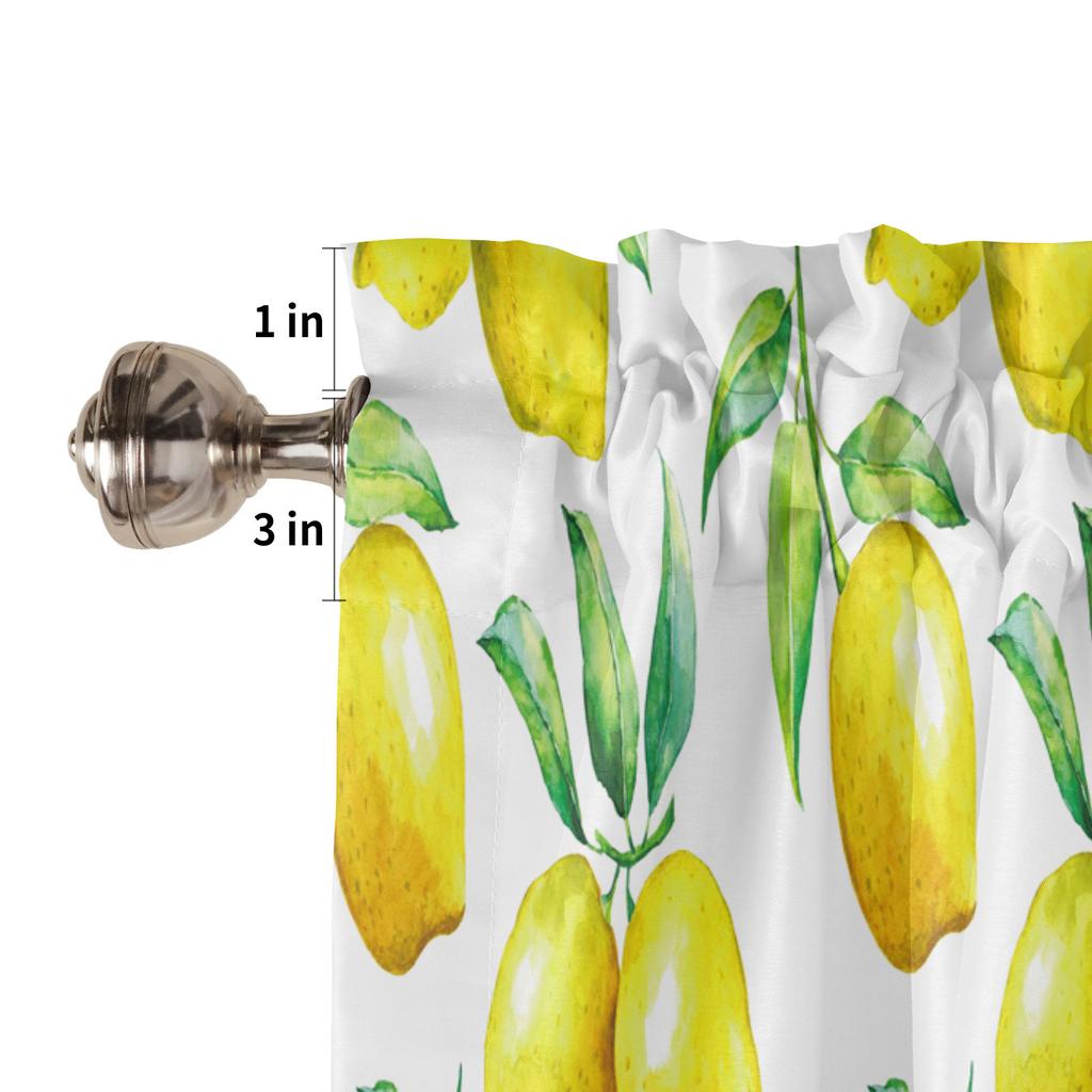 Lemon and Tartan Window Top Curtain Fashion Printing Light Blocking Short Window Valance Curtain for Kitchen Bedroom