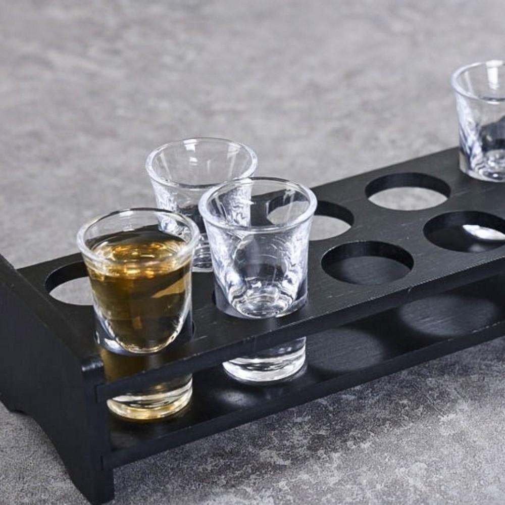 Rundloch Schnapsglas Halter 6/12 Löcher Weinglas Regal Bambus Schnapsglas Tablett Heimbrauerei