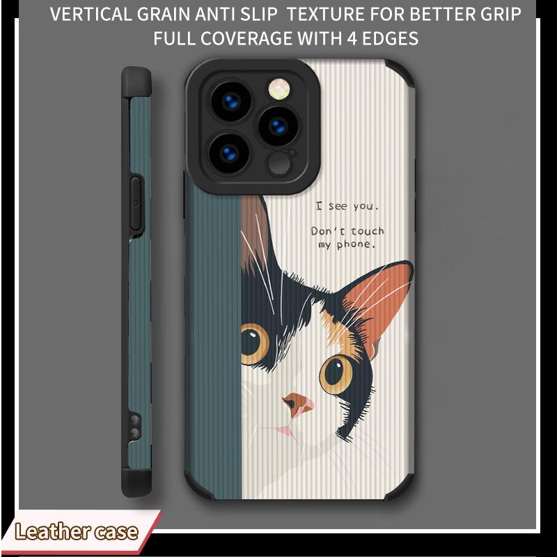 Vertikales Narbenleder-Schale [Fass mein Telefon nicht an] Bedrucktes Cover Gemustertes Weiches Silikon-Case mit Kameraobjektiv Vollschutz für iPhone